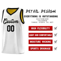 White Gold Chest Slash Pattern Basketball Jersey 5