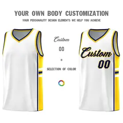 White Gold Classic Color Block Team Basketball Jersey 3