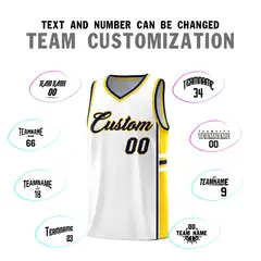 White Gold Classic Color Block Team Basketball Jersey 4