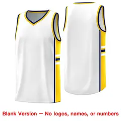 White Gold Classic Color Block Team Basketball Jersey 6