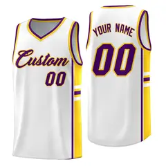 White Gold Classic Color Block Team Basketball Jersey 1