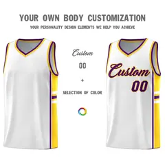 White Gold Classic Color Block Team Basketball Jersey 3