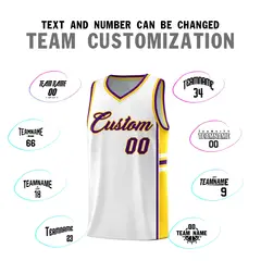 White Gold Classic Color Block Team Basketball Jersey 4