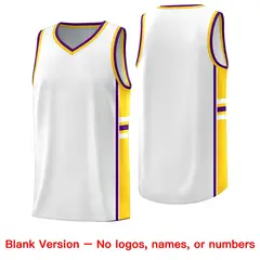 White Gold Classic Color Block Team Basketball Jersey 6