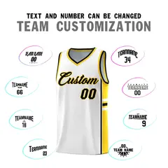 White Gold Classic Color Block Varsity Basketball Jersey 4