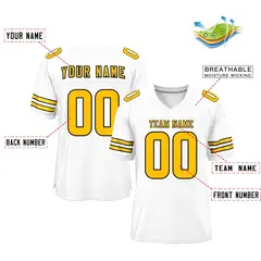White Gold Classic Mesh Authentic Football Jersey 2