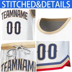 White Gold Classic Sets Basketball Jersey 6