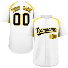 White Gold Color Block Authentic Baseball Jersey