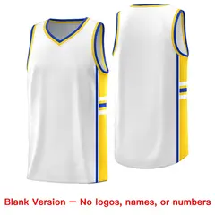 White Gold Color Block Basketball Uniform Jersey 6