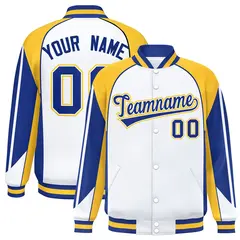 White Gold Color Block Varsity Raglan Letterman Jacket 1