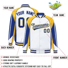 White Gold Color Block Varsity Raglan Letterman Jacket 2