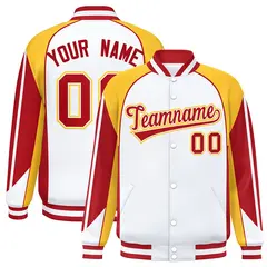 White Gold Color Block Varsity Raglan Letterman Jacket 1