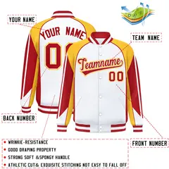 White Gold Color Block Varsity Raglan Letterman Jacket 2