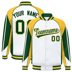 White Gold Color Block Varsity Raglan Letterman Jacket 1