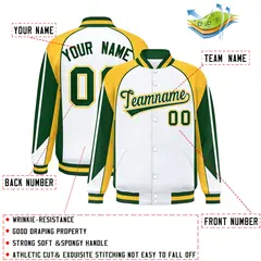 White Gold Color Block Varsity Raglan Letterman Jacket 2