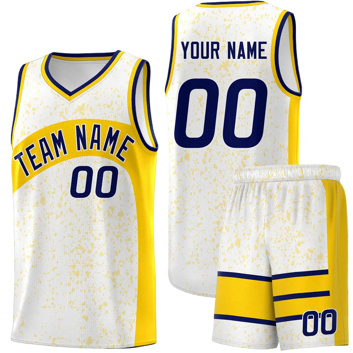 White Gold Dot Graffiti Irregular Pattern Basketball Jersey
