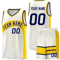 White Gold Dot Graffiti Irregular Pattern Basketball Jersey