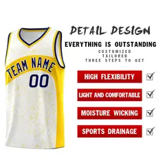 White Gold Dot Graffiti Irregular Pattern Basketball Jersey 2