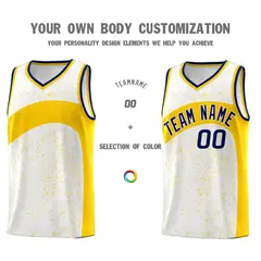 White Gold Dot Graffiti Irregular Pattern Basketball Jersey 3