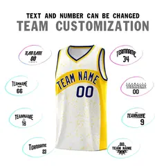 White Gold Dot Graffiti Irregular Pattern Basketball Jersey 4