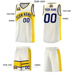 White Gold Dot Graffiti Irregular Pattern Basketball Jersey 5