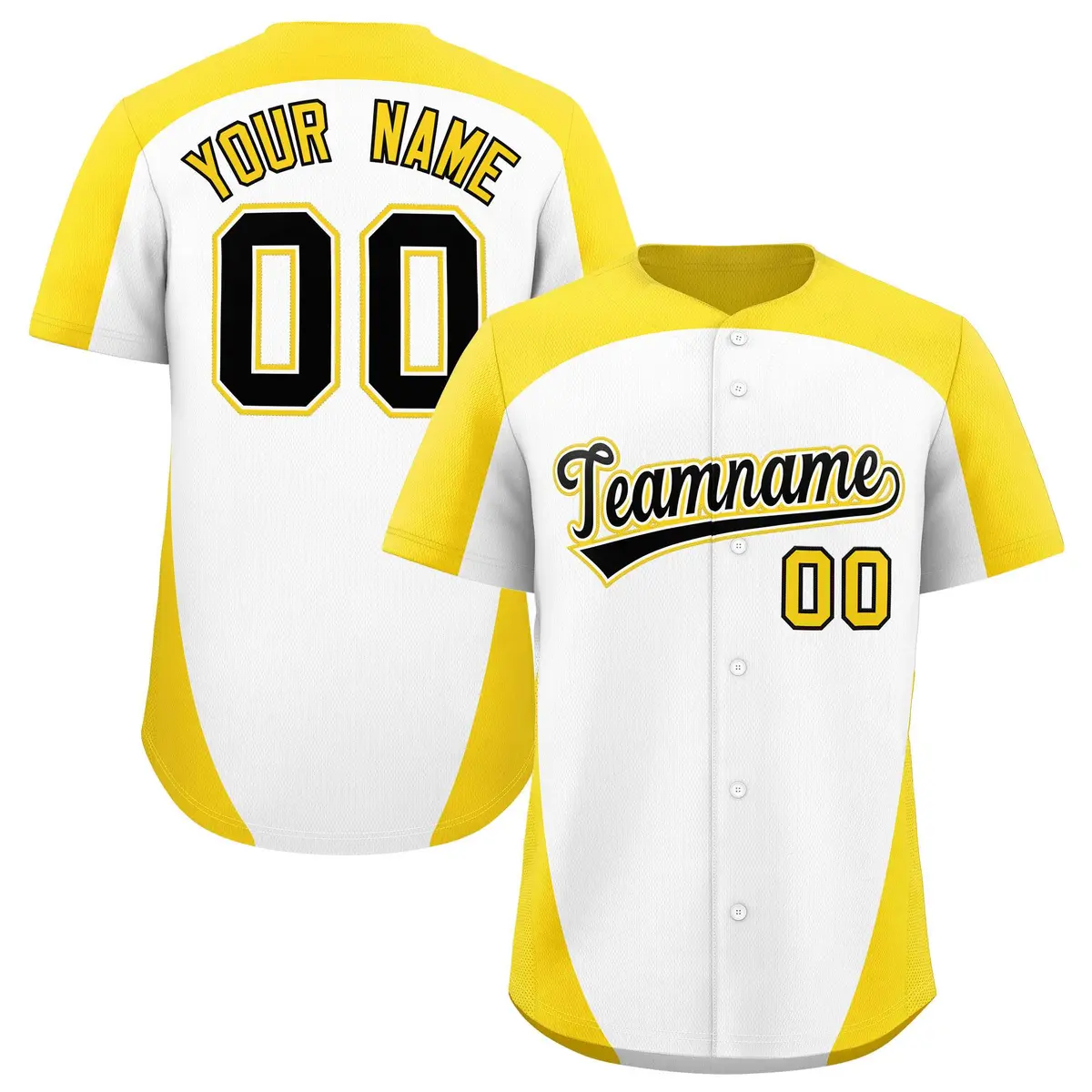 White Gold Edge Color Block Authentic Baseball Jersey