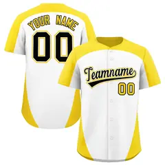 White Gold Edge Color Block Authentic Baseball Jersey