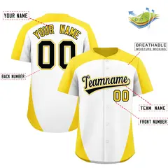 White Gold Edge Color Block Authentic Baseball Jersey 2