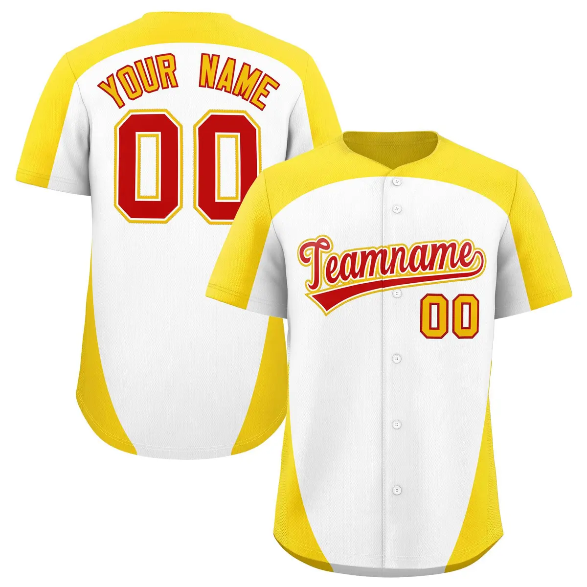 White Gold Edge Color Block Authentic Baseball Jersey