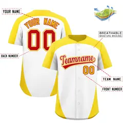 White Gold Edge Color Block Authentic Baseball Jersey 2