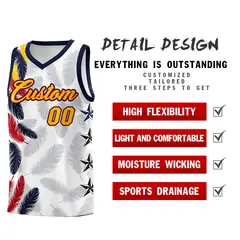 White Gold Feather Graffiti Pattern Basketball Jersey 2