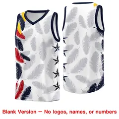 White Gold Feather Graffiti Pattern Basketball Jersey 6