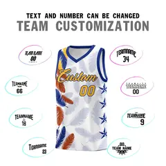 White Gold Feather Graffiti Pattern Basketball Jersey 4