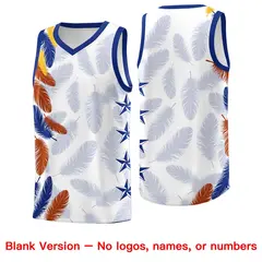 White Gold Feather Graffiti Pattern Basketball Jersey 6