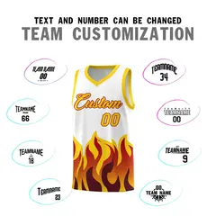 White Gold Flame Pattern Sports Basketball Jersey 4