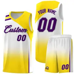 White Gold Gradient Fashion Sports Uniform Basketball Jersey 1