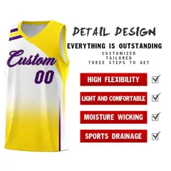 White Gold Gradient Fashion Sports Uniform Basketball Jersey 2