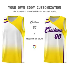 White Gold Gradient Fashion Sports Uniform Basketball Jersey 3