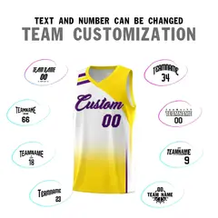 White Gold Gradient Fashion Sports Uniform Basketball Jersey 4