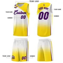 White Gold Gradient Fashion Sports Uniform Basketball Jersey 5