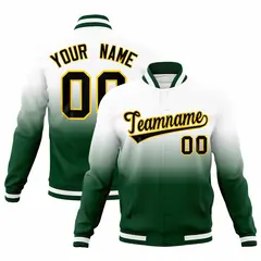 White Gold Gradient Full-Snap Varsity Letterman Jacket 1