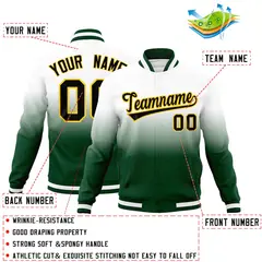 White Gold Gradient Full-Snap Varsity Letterman Jacket 2