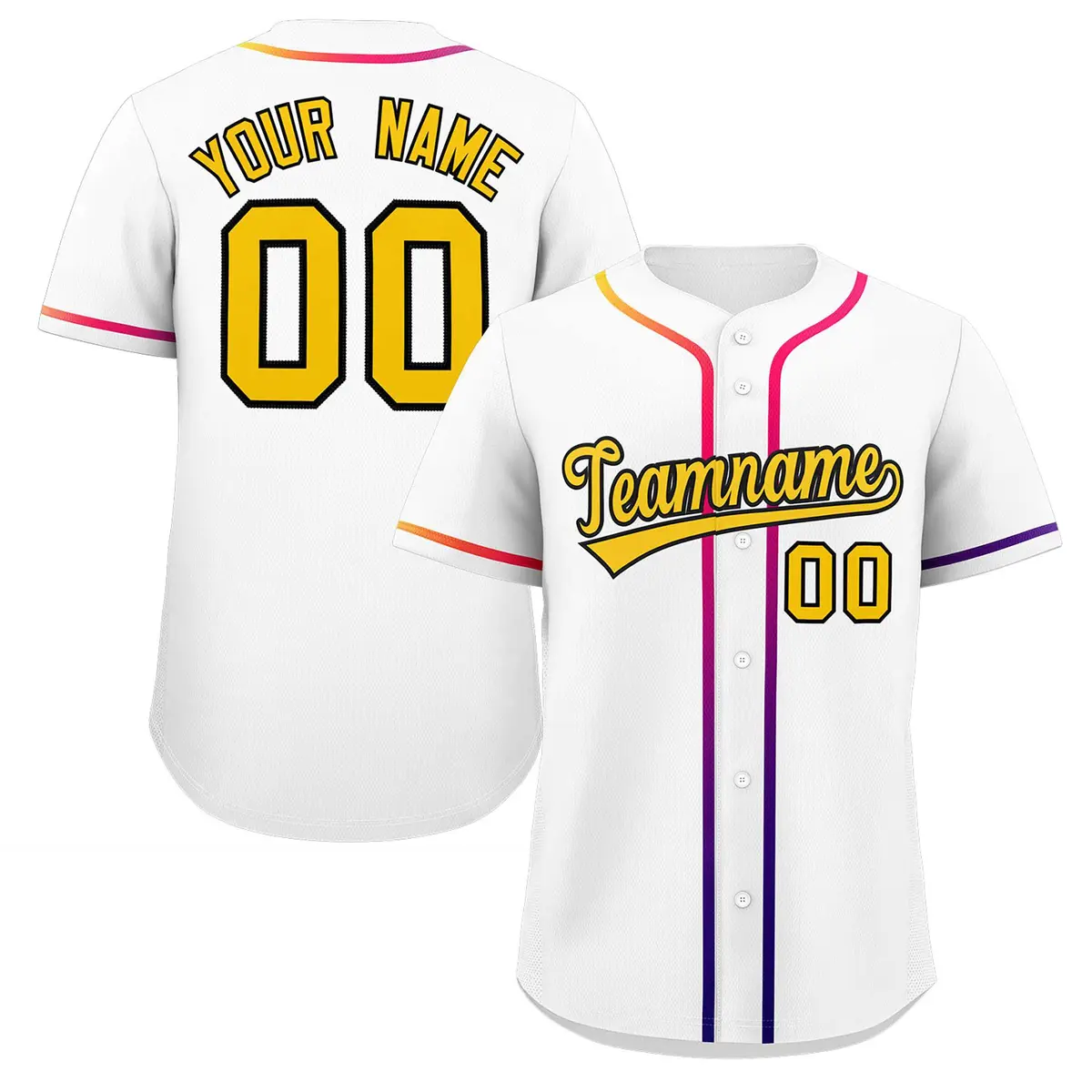White Gold Gradient Ribbed Authentic Baseball Jersey