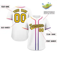 White Gold Gradient Ribbed Authentic Baseball Jersey 2