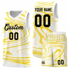 White Gold Graffiti Fluids Basketball Uniform Jersey Sets 1
