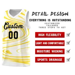 White Gold Graffiti Fluids Basketball Uniform Jersey Sets 2
