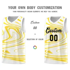 White Gold Graffiti Fluids Basketball Uniform Jersey Sets 3