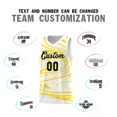 White Gold Graffiti Fluids Basketball Uniform Jersey Sets 4
