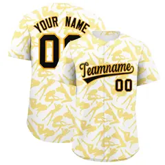 White Gold Graffiti Pattern Baseball Jersey 1