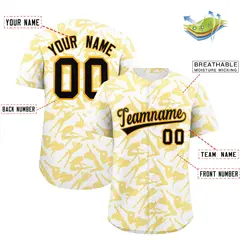 White Gold Graffiti Pattern Baseball Jersey 2